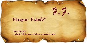 Hinger Fabó névjegykártya